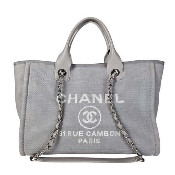 Chanel Small NM Deauville Canvas Tote Gris / Gray - Picture 1 of 14